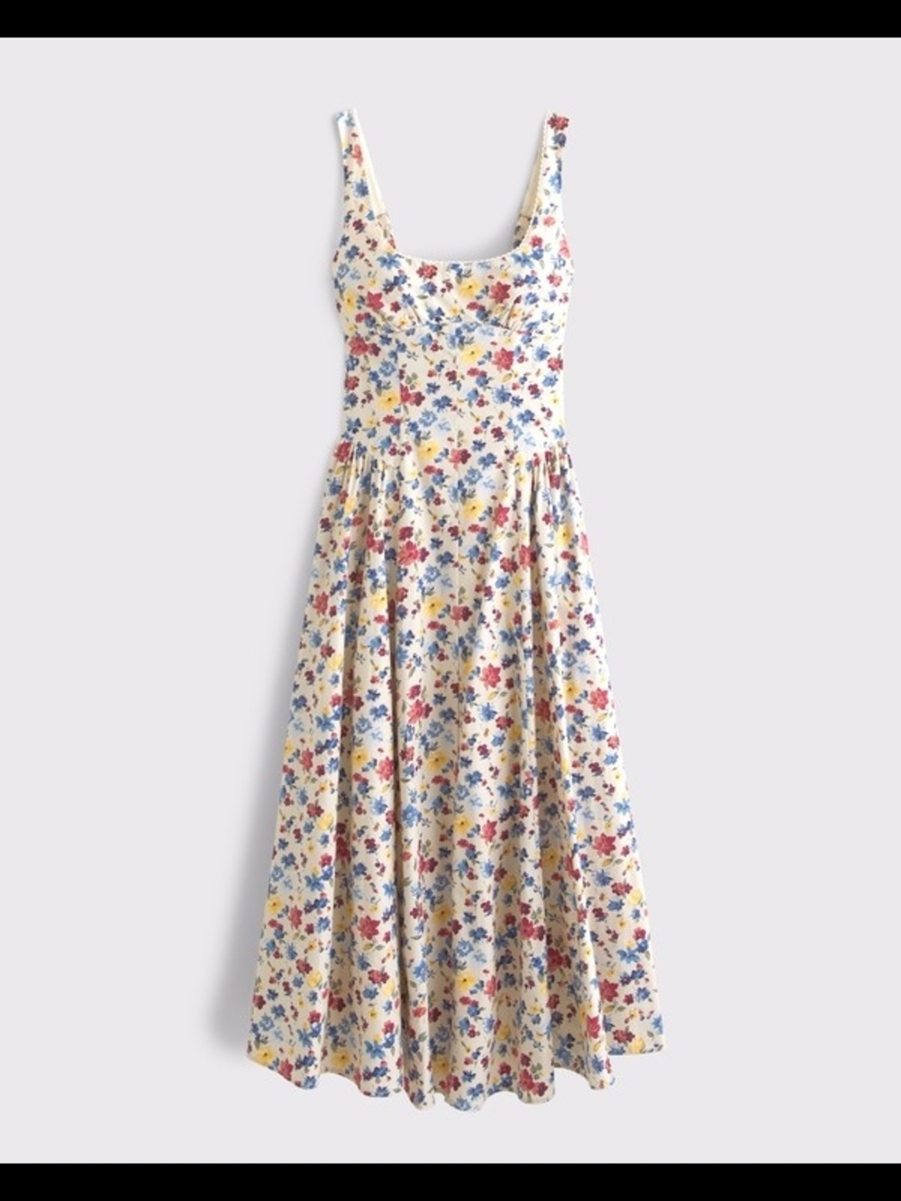 Abercrombie & Fitch Cream Floral Scoop-Neck Midi Dress - Picture 7 of 7